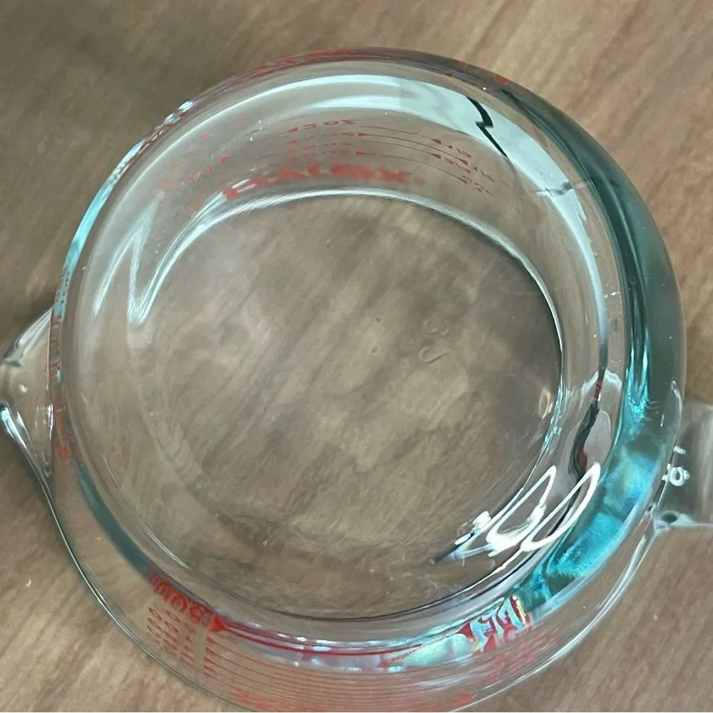 Vintage pyrex USA One Cup Glass Measuring Cup Red Graphics Retro Like New